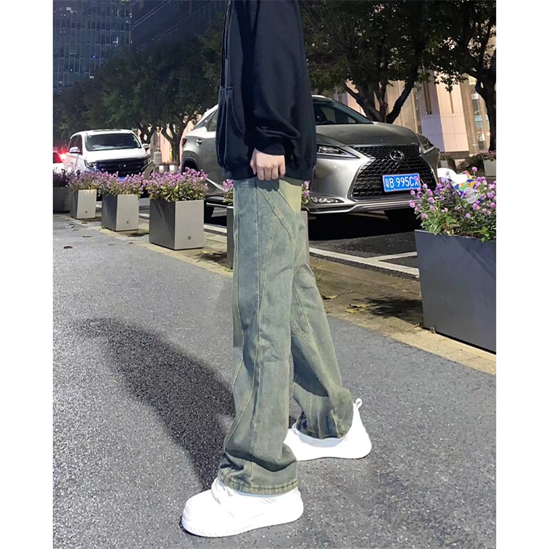 博主图黄泥牛仔裤男秋冬设计感微喇cleanfit裤子-KZA45-P65,男装牛仔裤,星座1007（原301D）