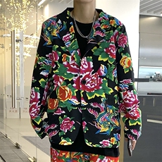 XZ01秋装文艺男大码宽松西服东北大花潮牌开衫男女风特色，男装西服，星座115A(原星座507）