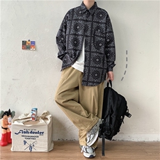 202-7-GC052021春秋季新款男士长袖衬衫男复古民族风，男装衬衫，星座1302