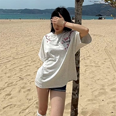 万针全刺绣工艺抖音得物高品质260克重磅纯棉双纱美式高街短袖T恤，男装T恤，电商A486