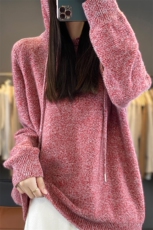 撤柜清仓秋冬连帽卫衣女羊绒衫针织衫帽衫宽松打底羊毛衫大码毛衣，女装羊毛衫，邦太羊绒