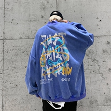 水洗做旧加绒加厚卫衣男23冬高领笑脸印花打底衫XZ514-2-X56-P78，男装T恤，星座514-2(原B239)