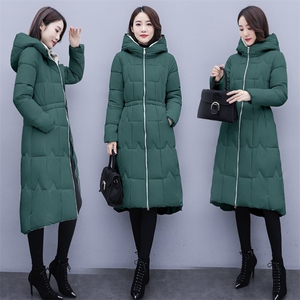 2020冬季韩版棉衣/棉服新款加厚长款连帽拼色修身气质百搭棉服图片