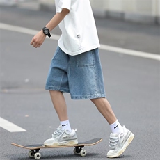 牛仔短裤男韩版潮流高街帅气2023夏季新款ins宽松五分裤RK668-P39，男装牛仔裤，星座412-3