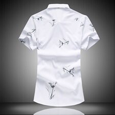 黑底2021新款印花衬衫男短袖衬衫男大码衬衫男QT5030/779p45，男装衬衫，电商A012