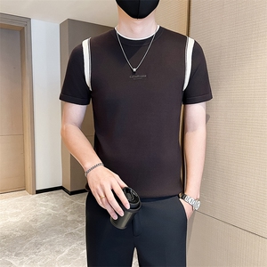 店主风秋冬季男士圆领套头拼接针织衫男上衣301A-1/M12/P55 控75图片