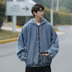 日系cityboy深色牛仔夹克男秋季新款宽松休上衣工装外套男 YJ09图片