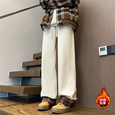 加绒加厚休闲裤D6012-TP4568贴片格子撞色设计感灯芯绒长裤，男装休闲裤，电商A102