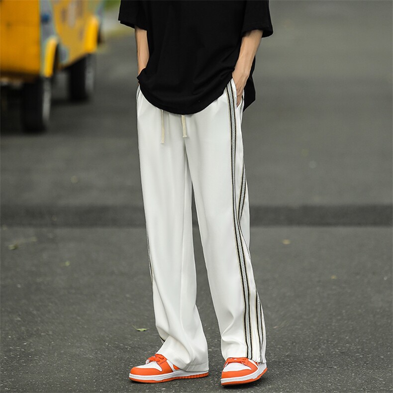 休闲裤男韩版潮拼色裤脚开衩2026春夏季新款ins宽松长裤K3388-P37,男装休闲裤,星座412