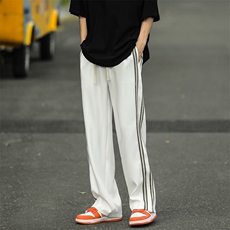 休闲裤男韩版潮拼色裤脚开衩2026春夏季新款ins宽松长裤K3388-P37，男装休闲裤，星座412