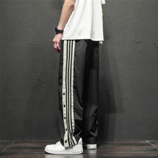 K3007/P30新款休闲裤男排扣开衩学生运动裤大码阔腿裤直筒裤图片