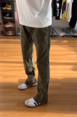 现货~军绿色修身侧拉链牛仔裤伐木裤子微喇工装裤KZ7773P65，男装牛仔裤，星座908