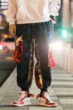 秋装夜景宽松迷彩工装休闲九分裤嘻哈滑板束脚哈伦裤潮男K272/P65，男装休闲裤，星座608A