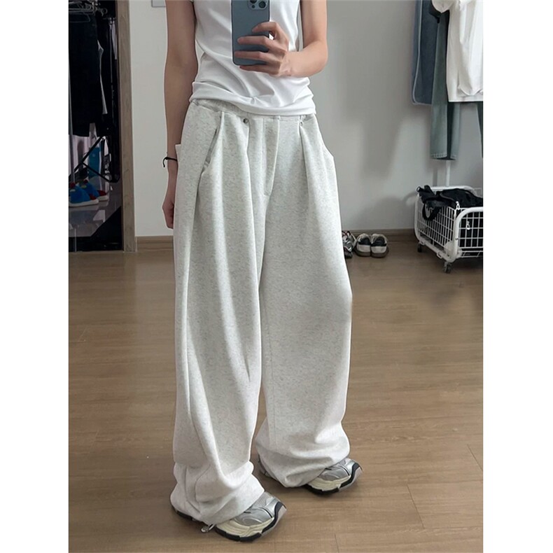 （网图慎用）美式直筒休闲裤垂感宽松拖地卫裤男K24039-特P45控88图片