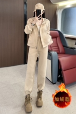 高级感秋冬洋气开衫卫衣束脚裤两件套，女装套装/套裙，2C310