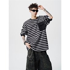 TWY19特P45控88圆领条纹polo圆领情侣卫衣宽松外套男100聚酯，女装短外套，电商B370