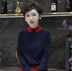 2025年秋季时尚百搭通勤简约休闲拼色领半高，女装羊毛衫，晨旭羊绒