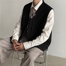 高级感撞色设计感小马甲男韩版坎肩背心缎面发型师MW1020-P40，男装背心/马甲，星座1109-3