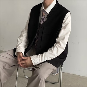高级感撞色设计感小马甲男韩版坎肩背心缎面发型师MW1020-P40图片