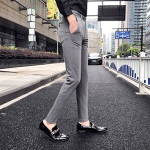  春夏英伦纯色休闲西裤韩版修身小脚裤西裤长裤图片