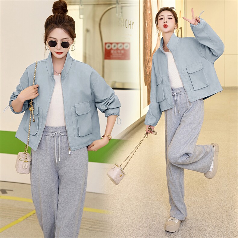 欧货立领皮衣外套女2025春秋新款小个子休闲宽松百搭机车夹克上衣,女装皮衣,跑量工厂店