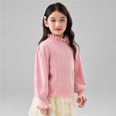 儿童100%羊毛花边领针织衫女童公主袖毛衣羊绒打底长袖打底衫，童装儿童羊毛衫，初丹羊绒童装
