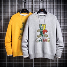 1日系宽松圆领中性情侣潮流大码M-5XL印花毛衣男7685P48加绒P55，男装针织衫/毛衣，星座226-2