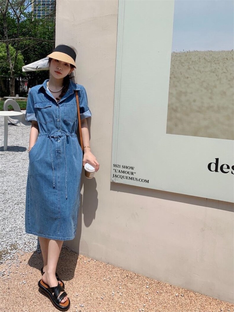 牛仔连衣裙，女装连衣裙，肆尔