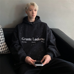 现货 新款软件书字母印花满天星宽松男女连帽卫衣帽衫上衣W84-P68图片