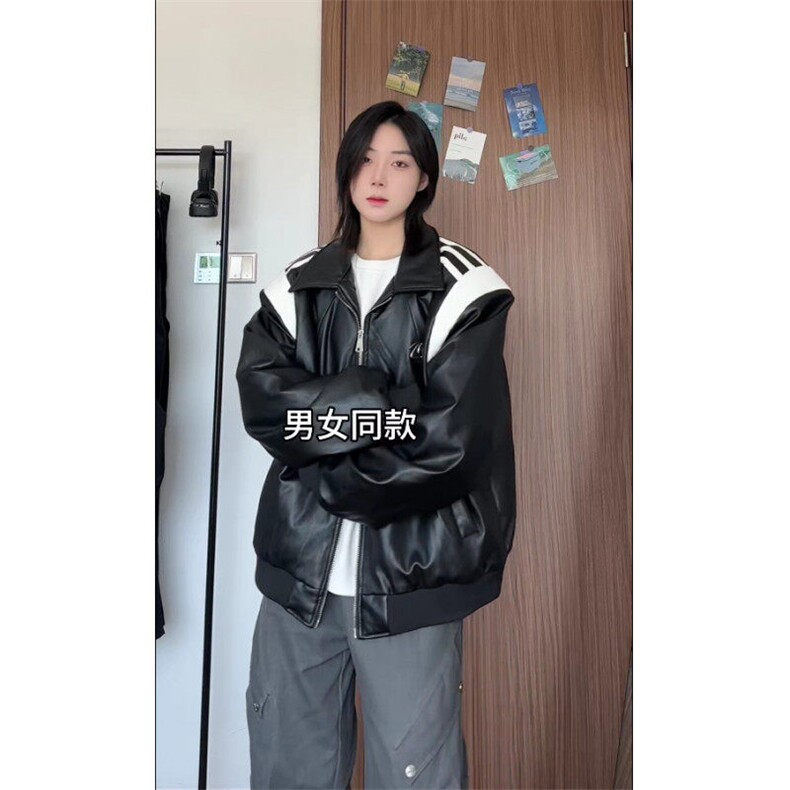 冬季宽松设计感拼接皮棉衣潮休闲加厚外套XZ811A-MF160-P125，男装棉衣，星座811A