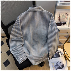 日系复古条纹长袖衬衫男秋季街头宽松休闲衬衣SC215P26，男装衬衫，星座1013-1