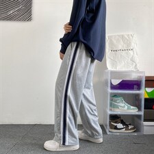 拼接阔腿卫裤高街秋冬新款宽松直筒运动休闲拖地长裤K1469-P32，男装休闲裤，星座512-4