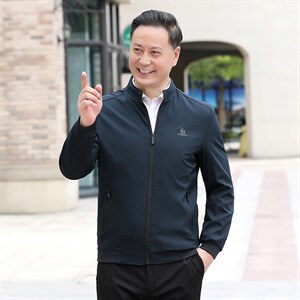 B-N9962男士2023年秋季新款长袖中老年休闲拉链夹克立领潮流P63图片