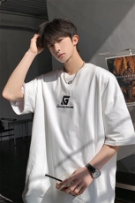 港风字母刺绣多色短袖T恤男DT77778P22块特价控45：供抖音视频，男装T恤，星座227-7