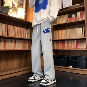 UE标直筒长裤23春夏季新款华夫格卫裤男休闲束脚阔腿裤 K1063-P40图片