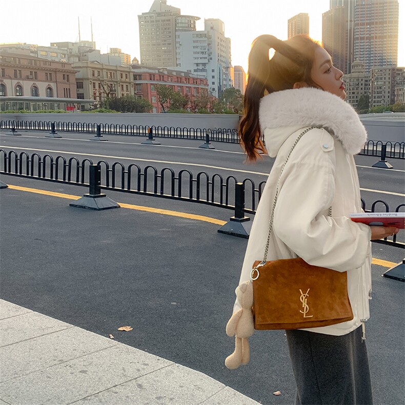 【现货】2025冬新大毛领连帽派克服棉衣外套2C037967P165K258,女装短外套,2C037