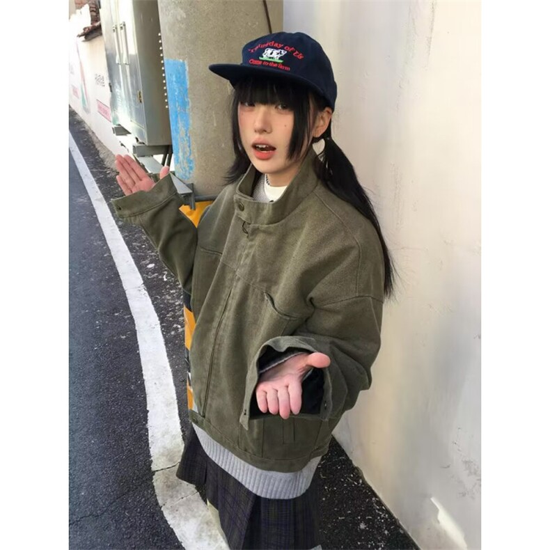 美式复古水洗帆布纯棉工装夹克宽松休闲潮流百搭拉链外套,男装夹克,星座410-7