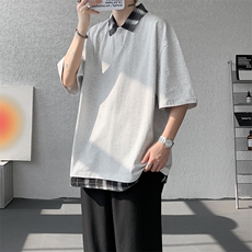 短袖男夏季新款港风宽松假两件体恤上衣DX3302-P32，男装T恤，星座214-3