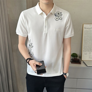 男装Polo衫翻领短袖印花透气2025新款短袖t恤C317-1859-P55图片