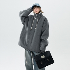 抽绳立领呢子羊羔绒内胆棉衣宽松加厚保暖抗寒棉服A170-N65-P125，男装棉衣，电商A170