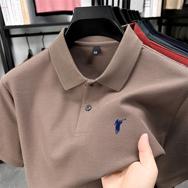 全棉丝光棉绣小保罗全棉短袖POLO,男装T恤,钱塘207-1