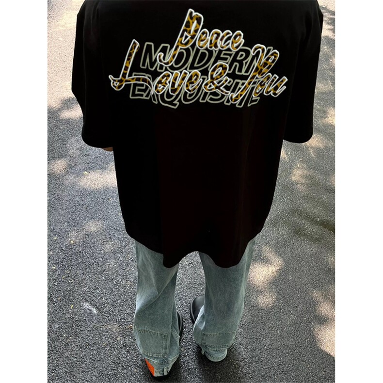 网图有货美式潮牌豹纹印花短袖t恤男女宽松半袖上衣A342-P28,男装T恤,星座1505