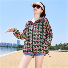 防晒衣女2024夏季透气印花宽松可外穿洋气韩版户外防晒服薄款外套，女装防晒衣，帛香坊