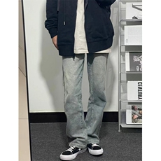 街头水洗做旧牛仔裤男春秋直筒宽松欧美高街vibe风长裤子NWG27，男装牛仔裤，星座1116A（原606A-3）