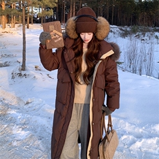 （现货！！）中长款连帽狐狸毛领宽松阔版加厚保暖羽绒服女，女装羽绒服，浙宝189