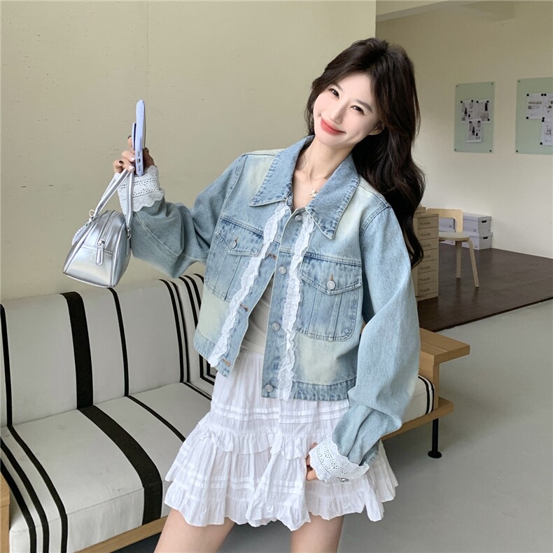 2026春装新款蕾丝拼牛仔短外套2C375-617-p155-K248,女装短外套,2C375
