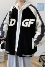 冬款颗粒绒棉衣加绒加厚潮羊羔绒棒球服外套男8108-P120控价158，男装棉衣，电商A441-1