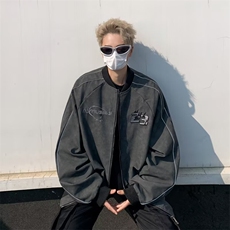 2024年美式复古潮秋冬棕色宽松重磅皮外套男夹克皮衣JK922-P74，男装夹克，星座1109-3