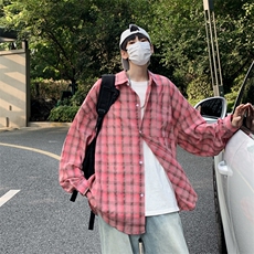 A793-P40薄款宽松ins潮流休闲衬衣外套小清新格子衬衫男女同款，男装衬衫，星座512-6
