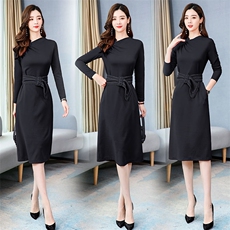 2021年秋季中长款长袖街头风新款连衣裙，女装连衣裙，韩蜜菓